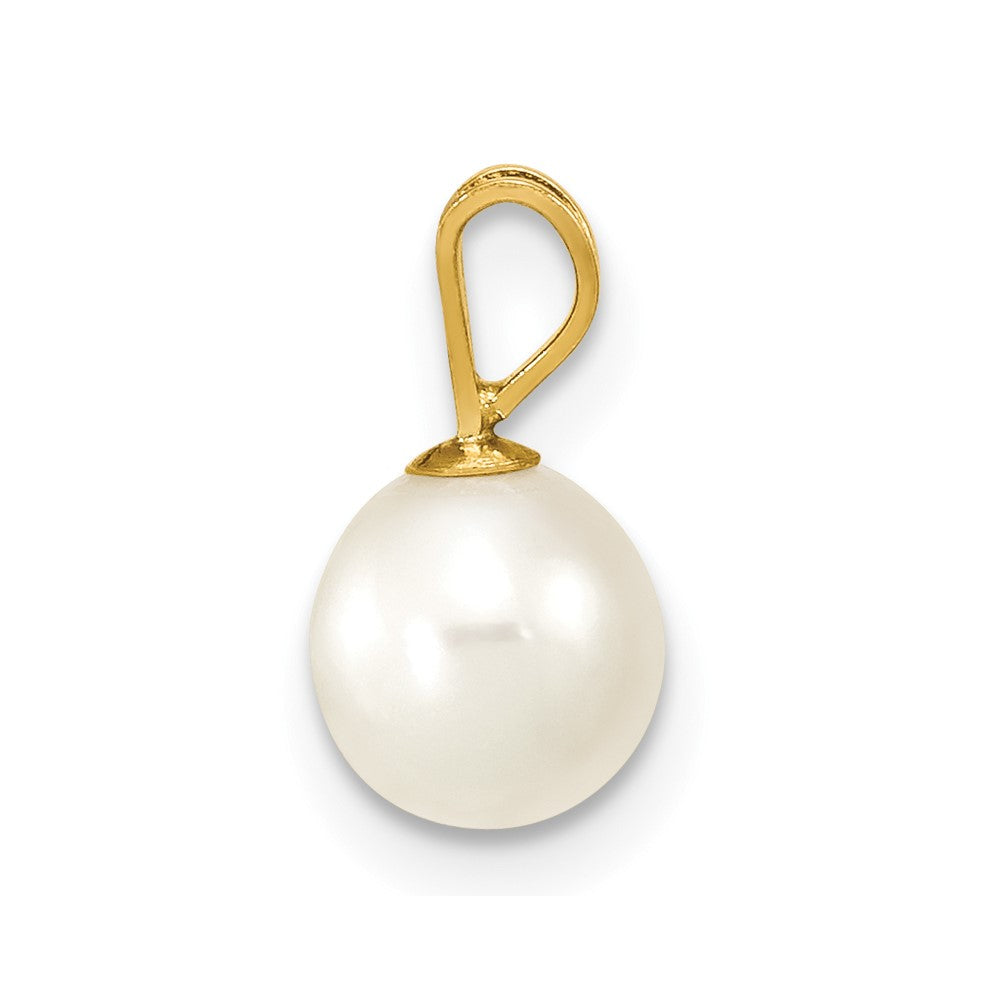 14K 6- White Round Freshwater Cultured Pearl Pendant