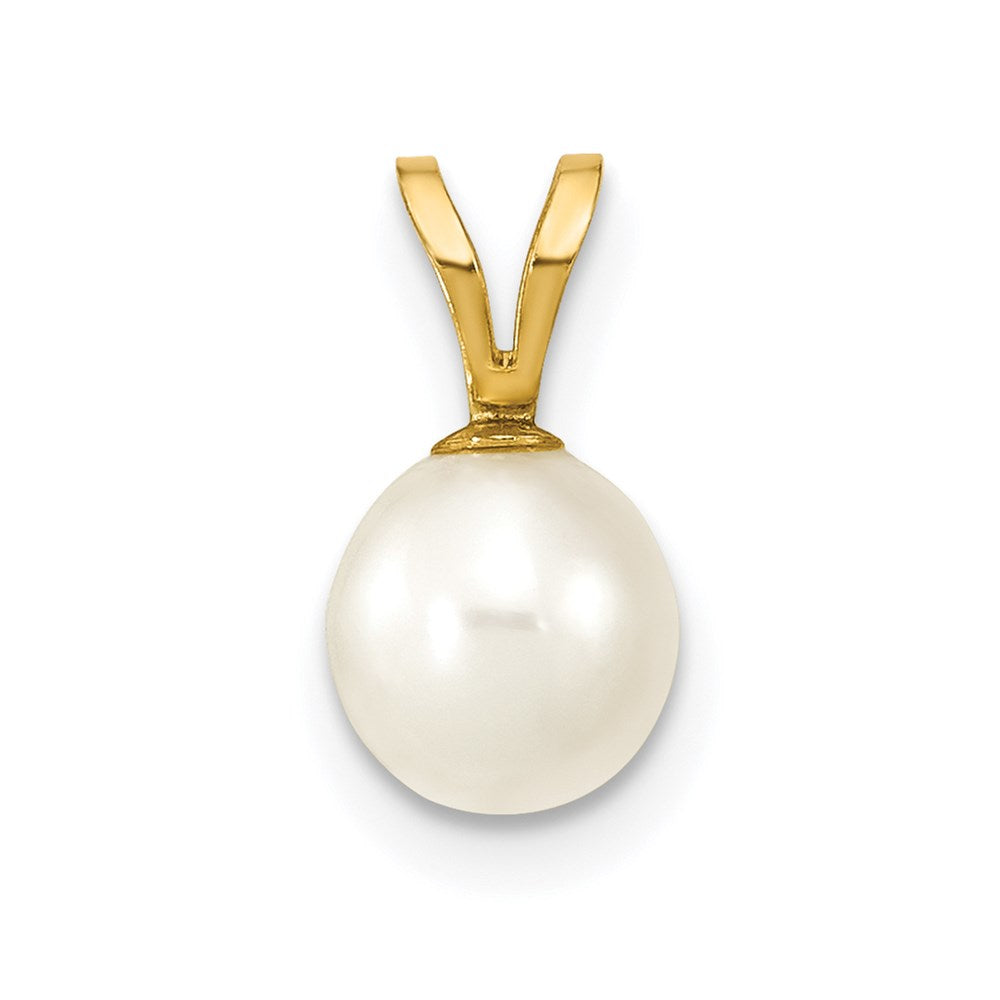 14K 6- White Round Freshwater Cultured Pearl Pendant