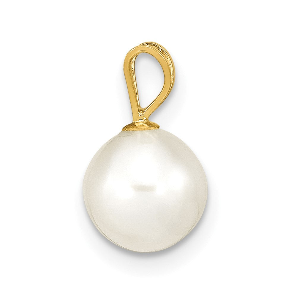 14K 7- White Round Freshwater Cultured Pearl Pendant