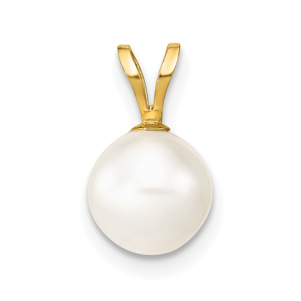 14K 7- White Round Freshwater Cultured Pearl Pendant