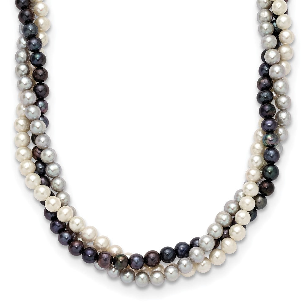 14K 6- Multicolor Freshwater Cultured Pearl 3-strand Necklace