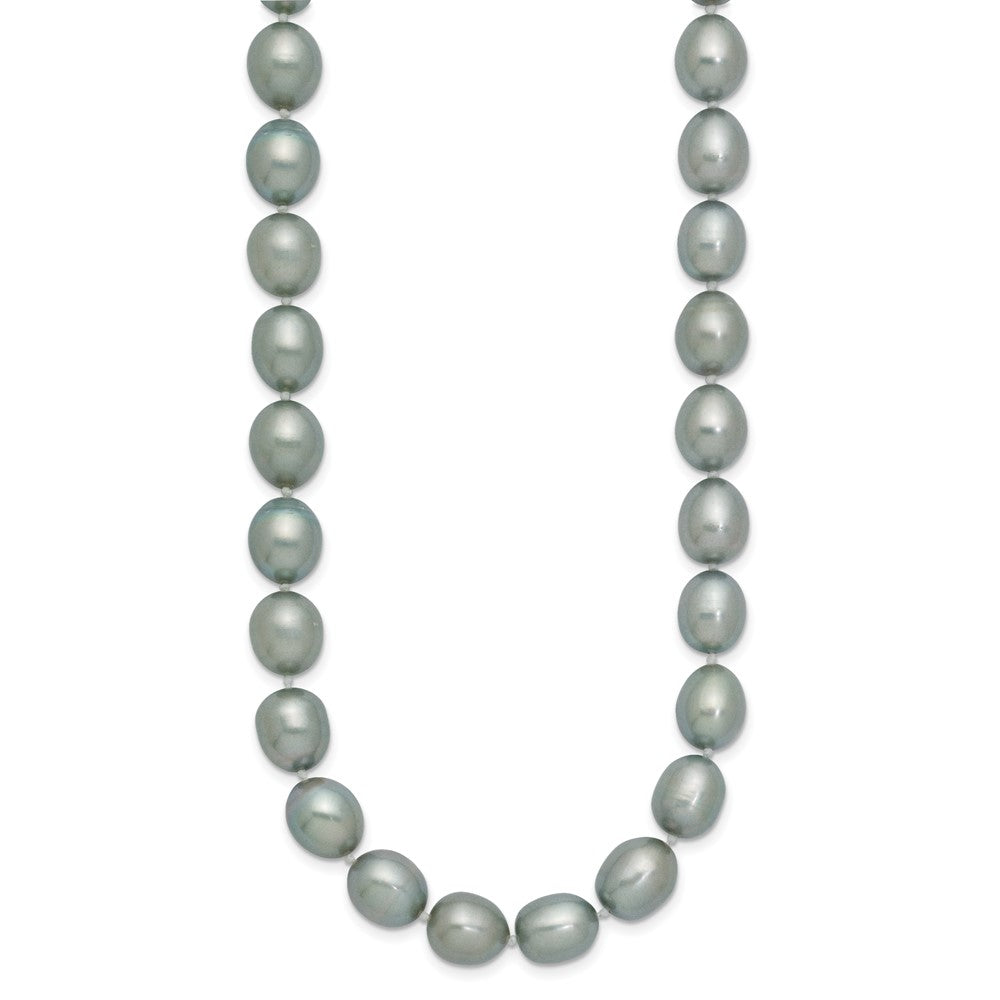 14k White Gold 8- Grey Rice Freshwater Cultured Pearl Necklace