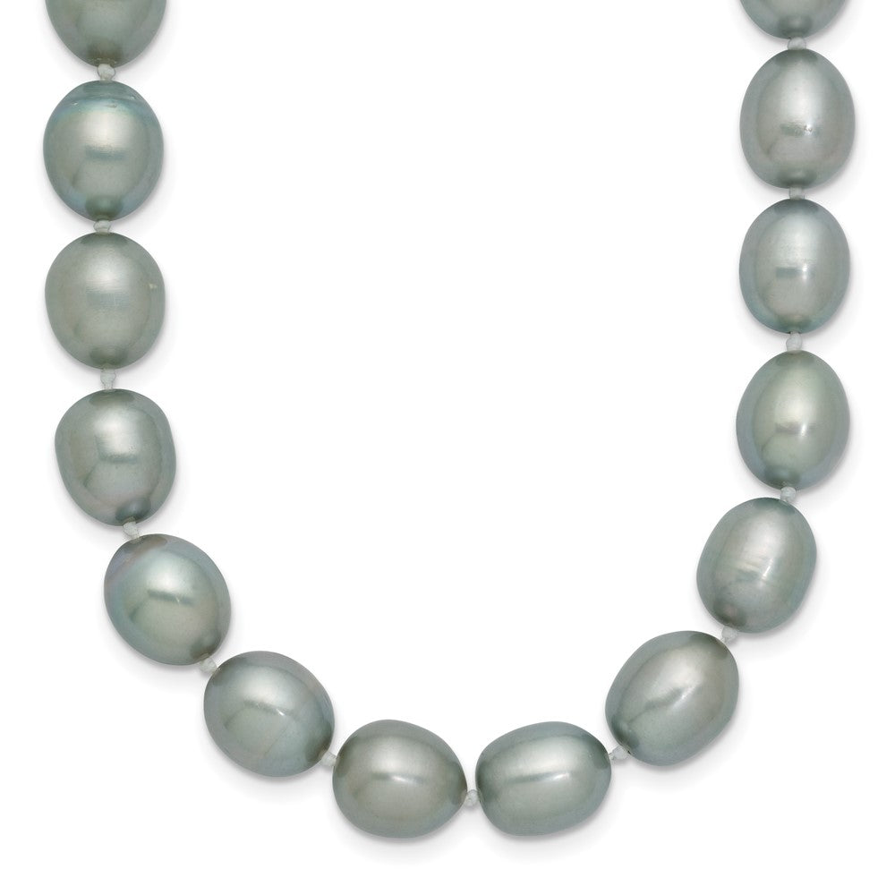 14k White Gold 8- Grey Rice Freshwater Cultured Pearl Necklace