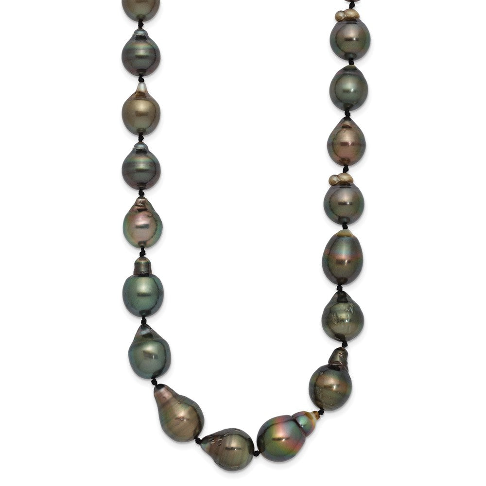 14k White Gold 8- Black Baroque Tahitian Saltwater Cultured Pearl Graduated Necklace