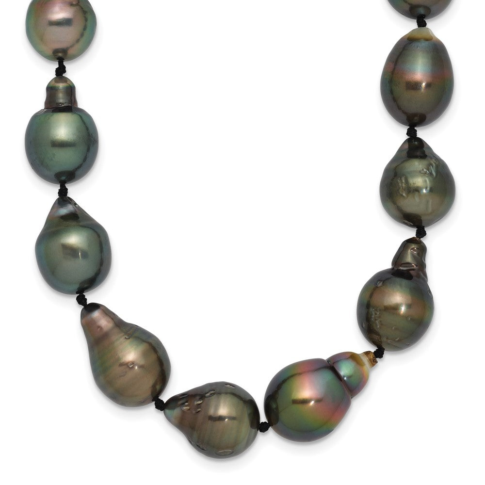 14k White Gold 8- Black Baroque Tahitian Saltwater Cultured Pearl Graduated Necklace