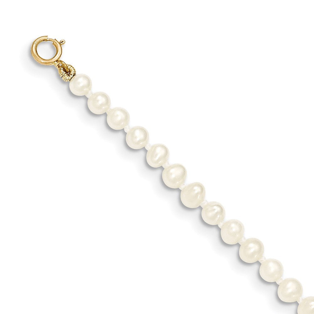 14k 3- White Near Round Freshwater Cultured Pearl Bracelet