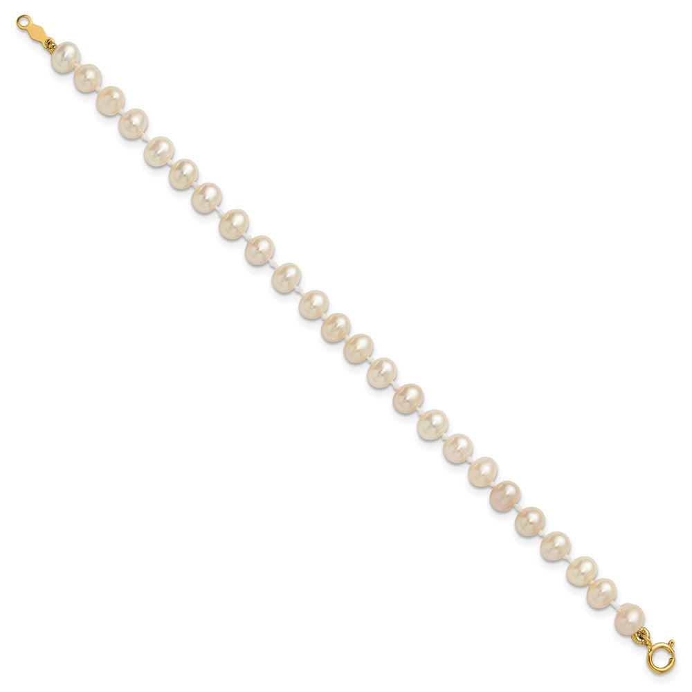 14k 4- White Semi-Round Freshwater Cultured Pearl Bracelet