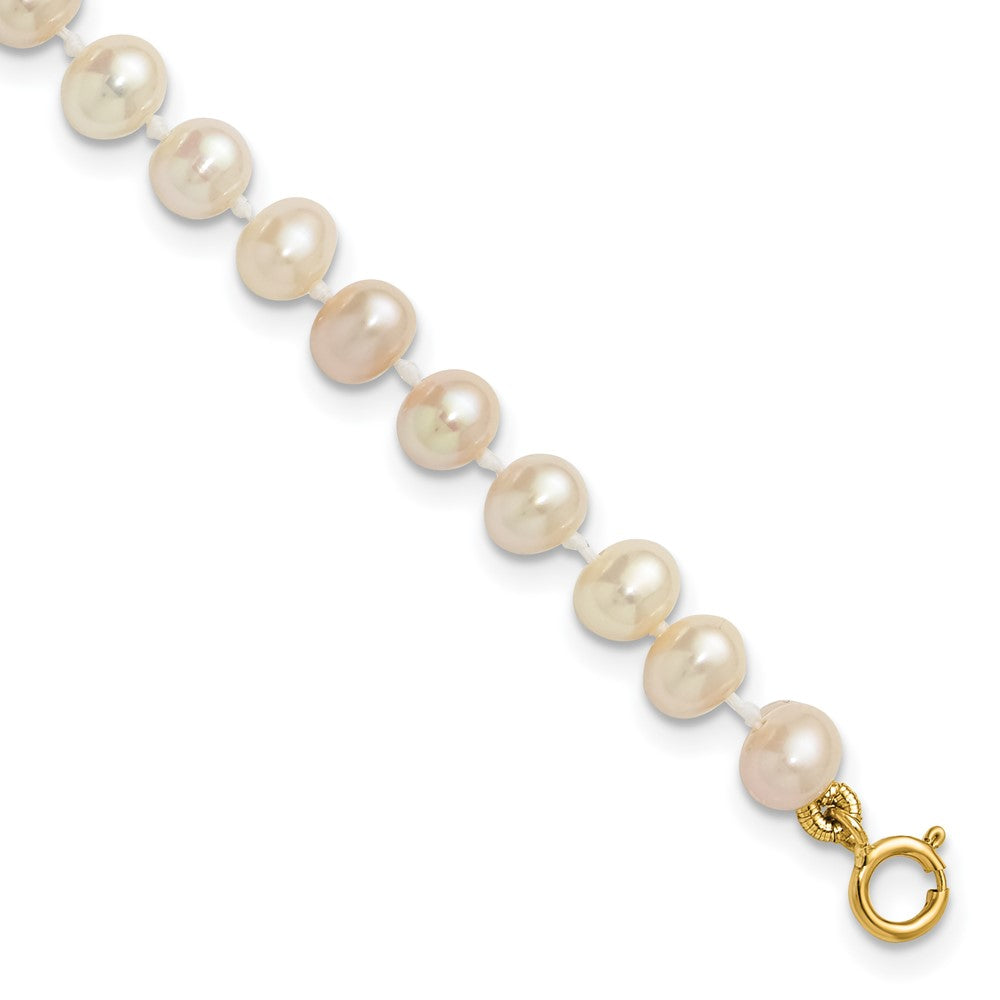 14k 4- White Semi-Round Freshwater Cultured Pearl Bracelet
