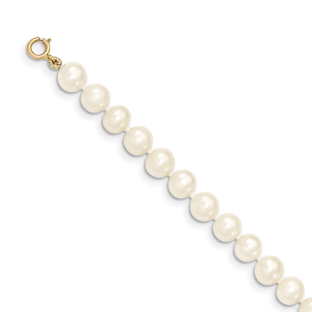 14k 6- White Near Round Freshwater Cultured Pearl Necklace