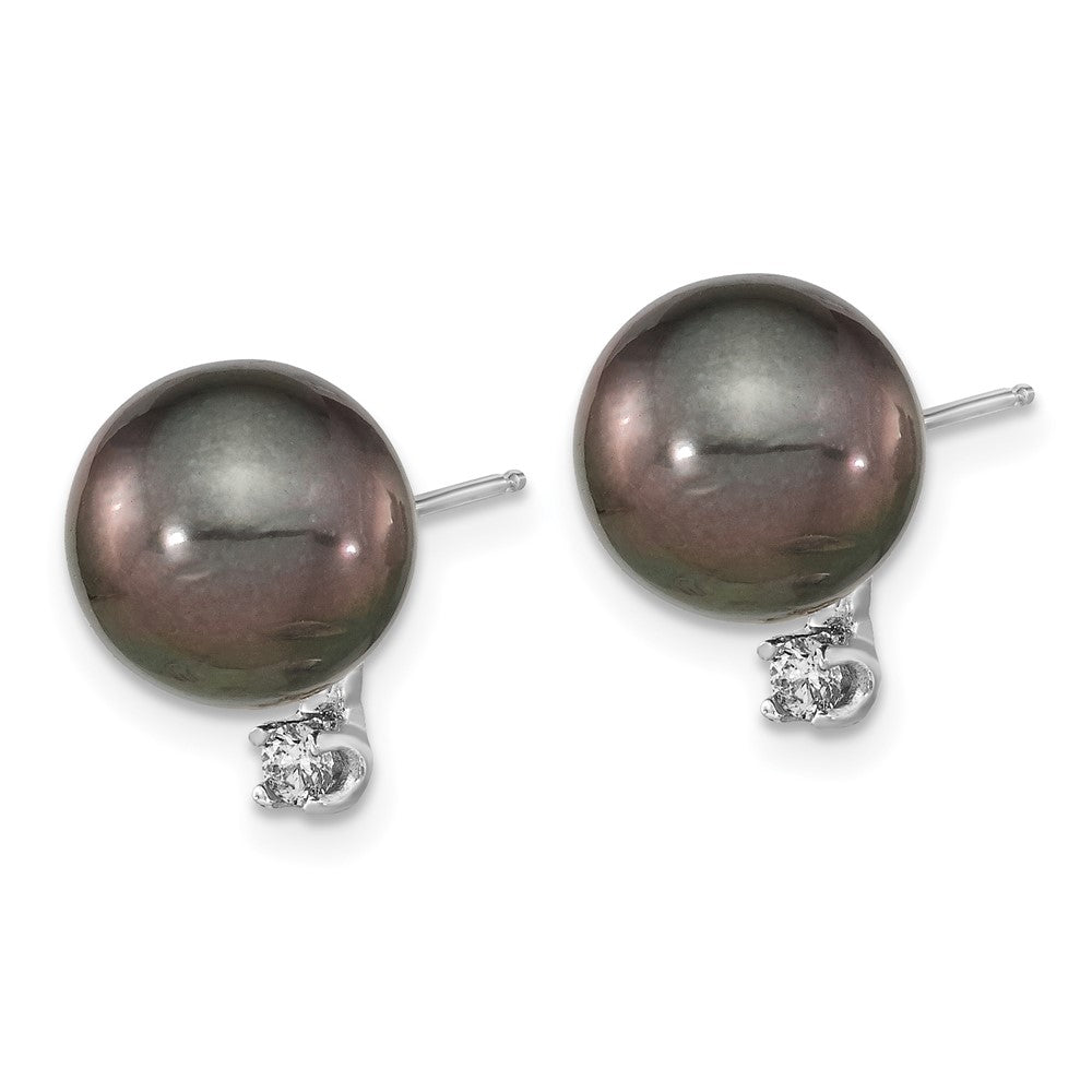 14k WG 9- Rd Saltwater Cultured Tahitian Pearl .10ct Dia. Post Earring