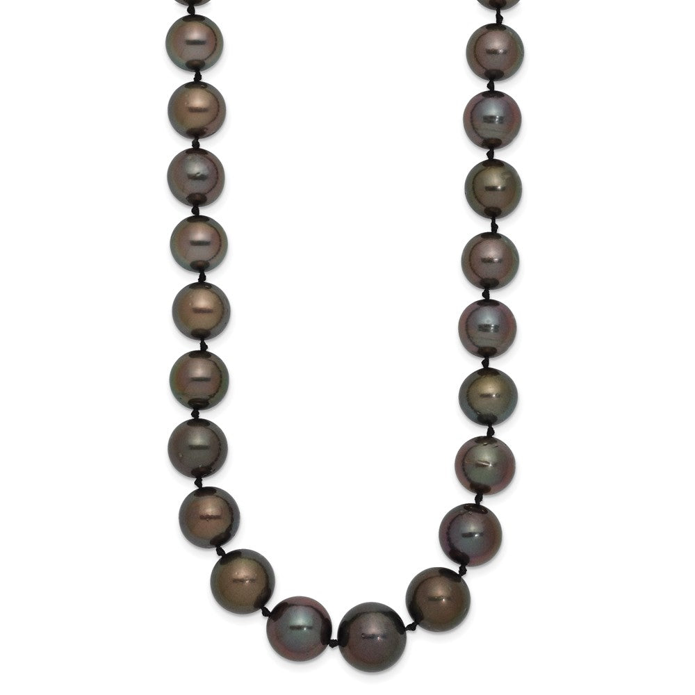 14k White Gold 9- Black Semi-Round Tahitian Saltwater Cultured Pearl Graduated Necklace