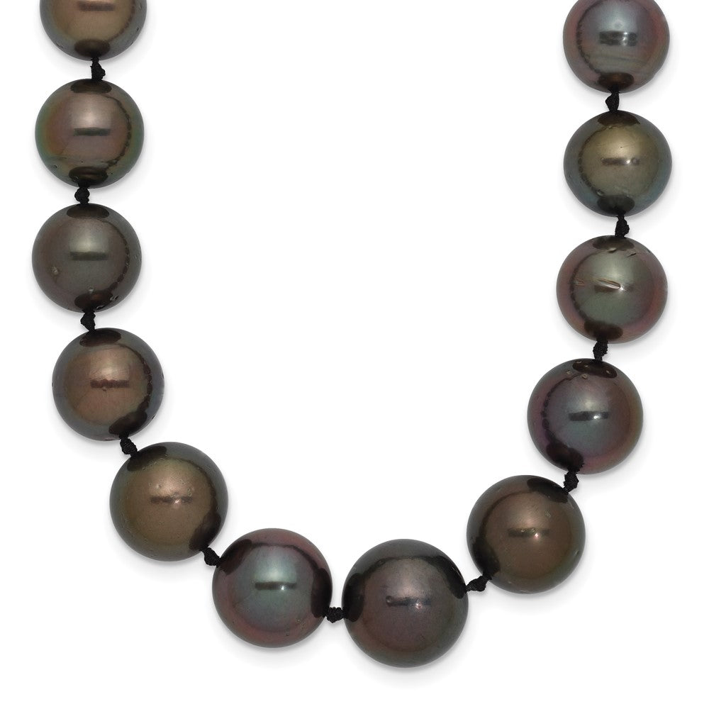 14k White Gold 9- Black Semi-Round Tahitian Saltwater Cultured Pearl Graduated Necklace