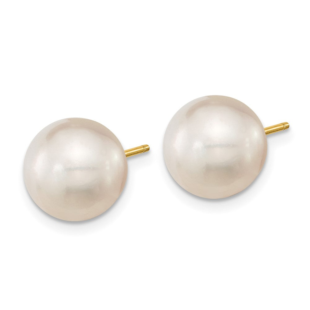 14k 10- White Round Saltwater Cultured South Sea Pearl Post Earrings