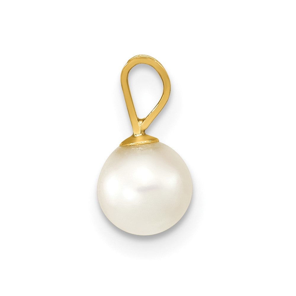 14k 5- White Round Akoya Saltwater Cultured Pearl Pendant