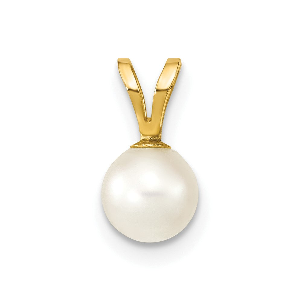 14k 5- White Round Akoya Saltwater Cultured Pearl Pendant