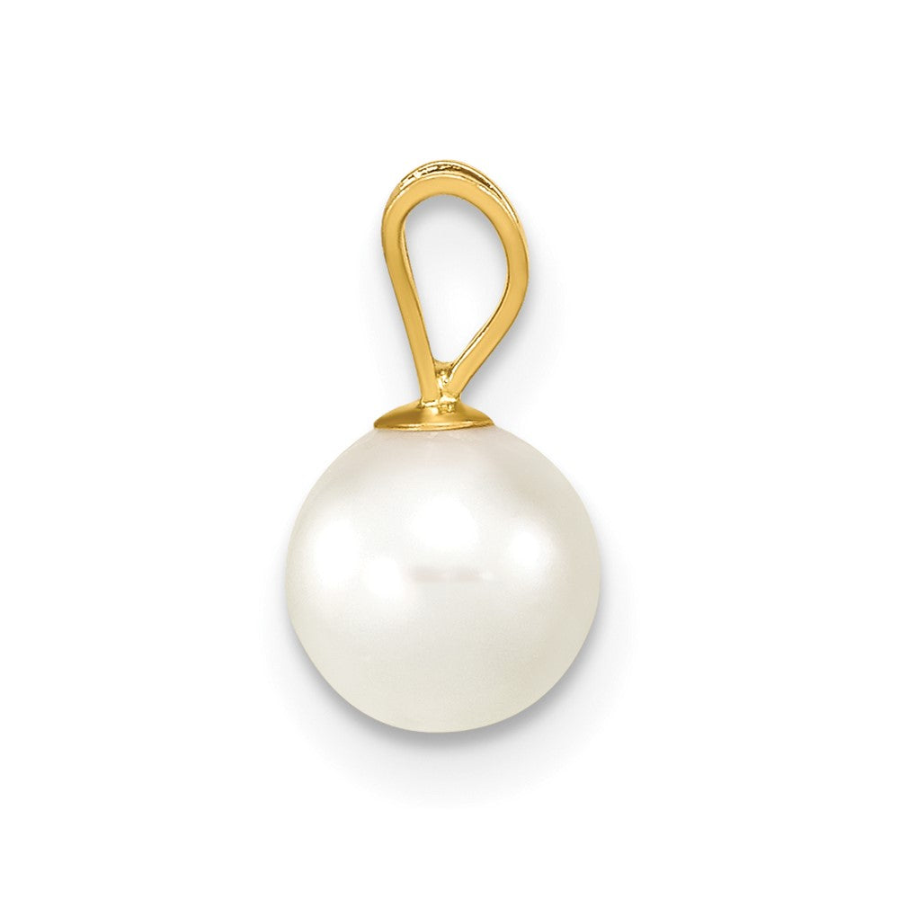 14k 6- White Round Akoya Saltwater Cultured Pearl Pendant