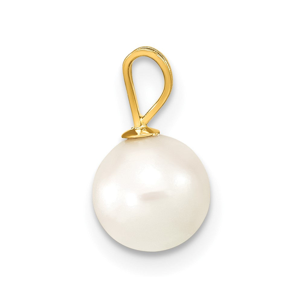 14k 7- White Round Akoya Saltwater Cultured Pearl Pendant