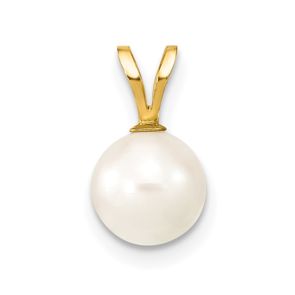 14k 7- White Round Akoya Saltwater Cultured Pearl Pendant