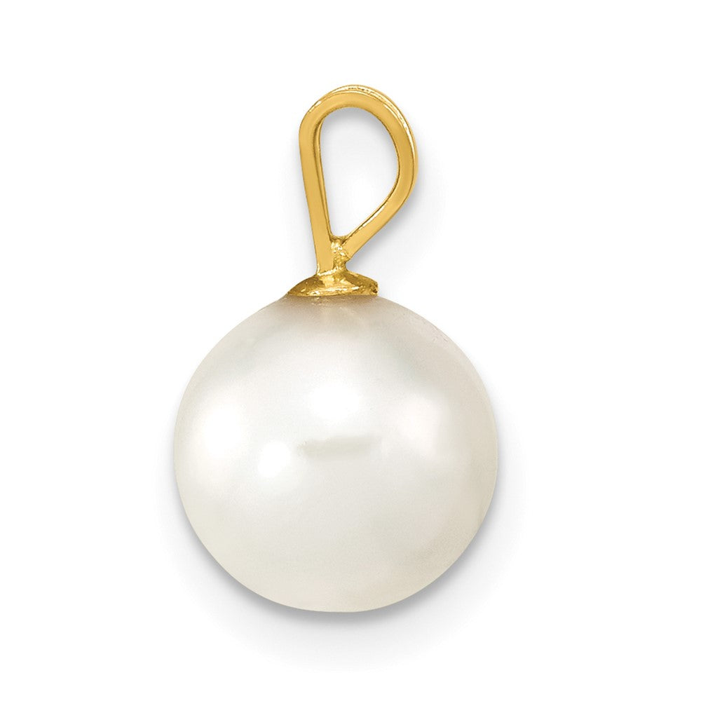 14k 8- White Round Akoya Saltwater Cultured Pearl Pendant
