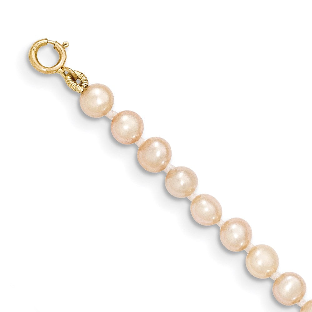 14k 3- Pink Near Round Freshwater Cultured Pearl Necklace