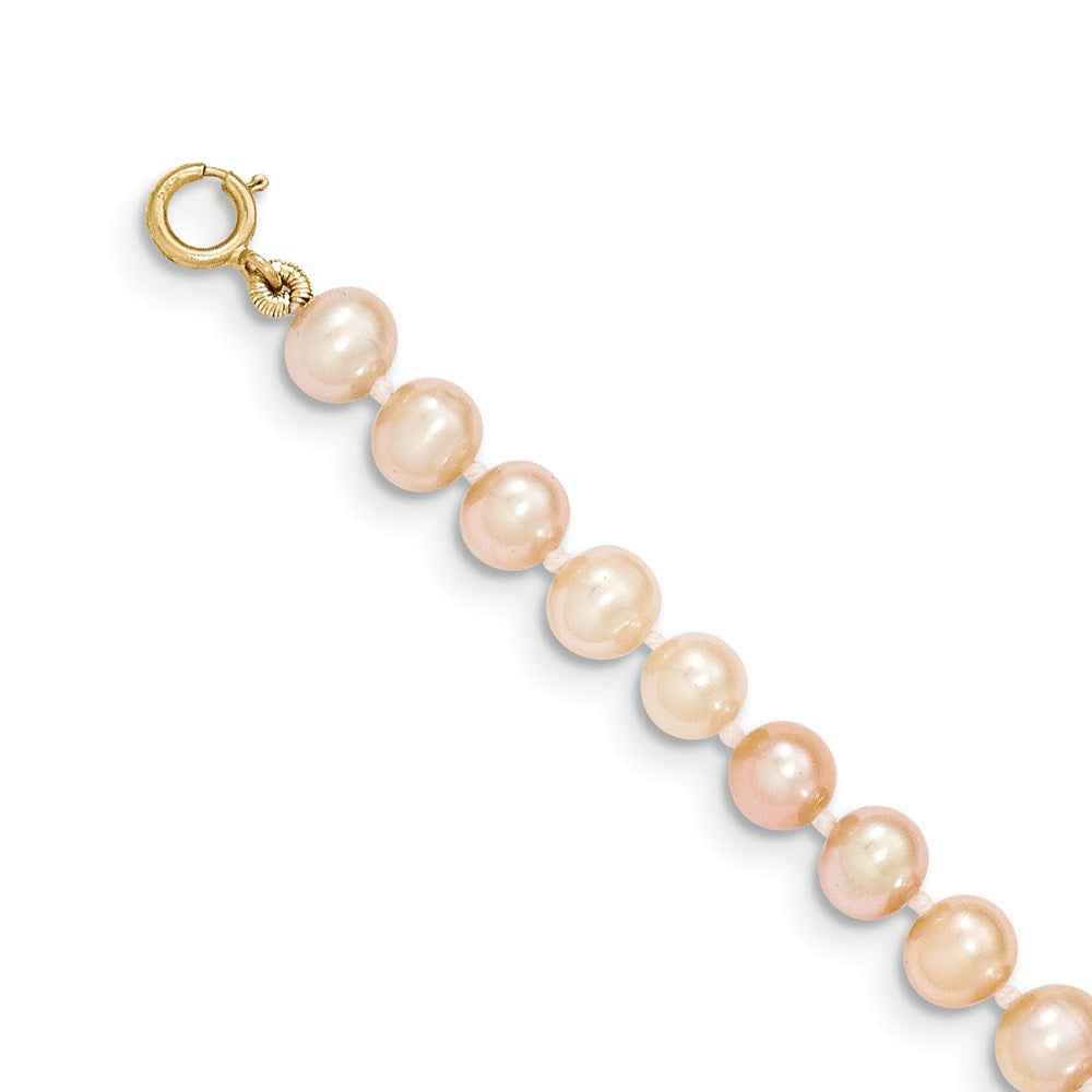 14k 4- Pink Near Round Freshwater Cultured Pearl Necklace