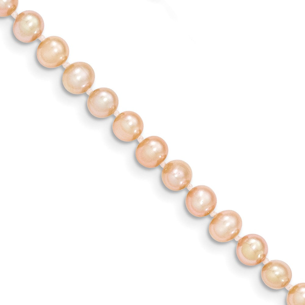 14k 4- Pink Near Round Freshwater Cultured Pearl Necklace