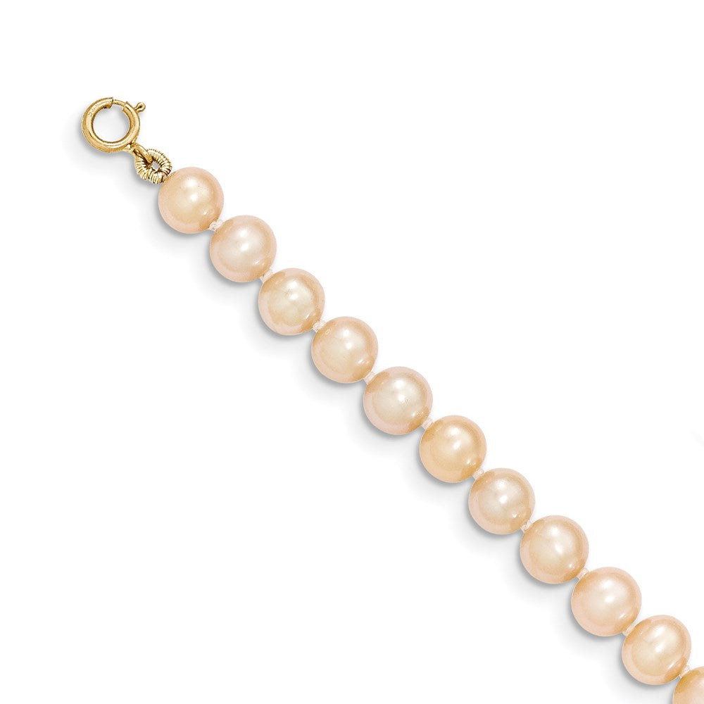 14k 5- Pink Near Round Freshwater Cultured Pearl Necklace