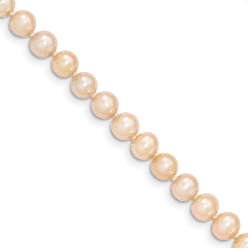 14k 5- Pink Near Round Freshwater Cultured Pearl Necklace