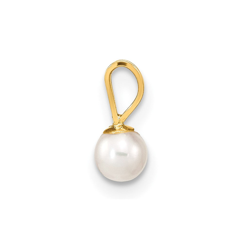 14k Gold 3- White Round Freshwater Cultured Pearl Pendant