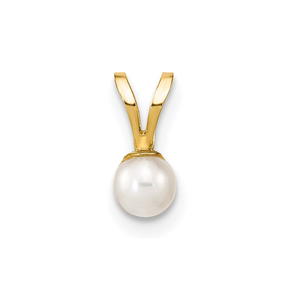 14k Gold 3- White Round Freshwater Cultured Pearl Pendant