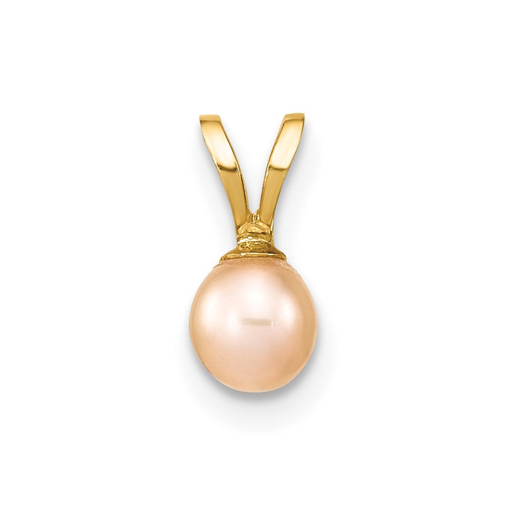 14k Gold 4- Pink Round Freshwater Cultured Pearl Pendant