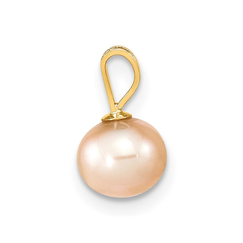 14k 6- Round Pink Freshwater Cultured Pearl Pendant