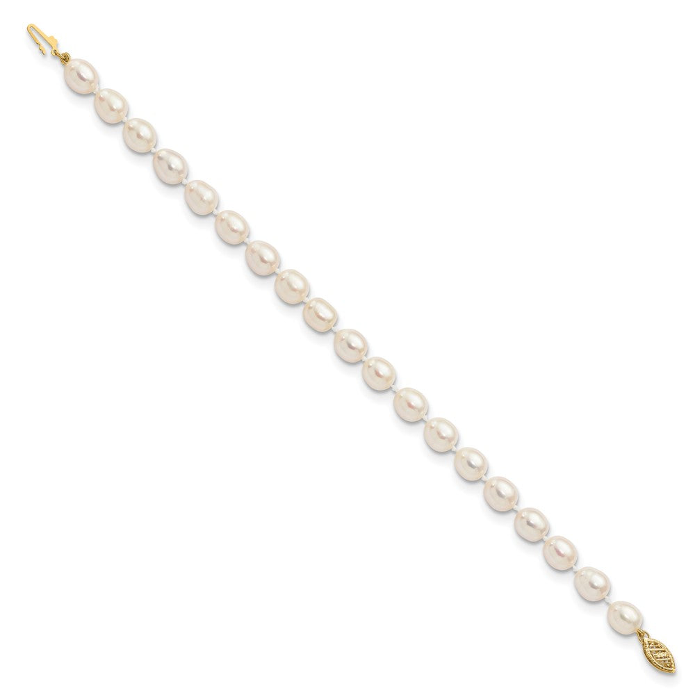 14k 7- White Rice Freshwater Cultured Pearl Bracelet