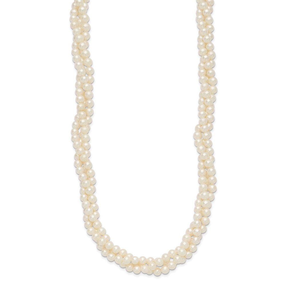 14k 6- White Near Round FW Cultured Pearl 3-Strand Necklace