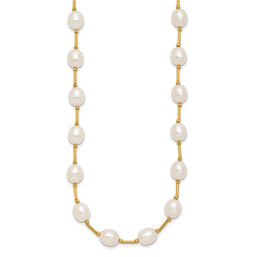 14K 7- White Rice Freshwater Cultured Pearl Bead Necklace