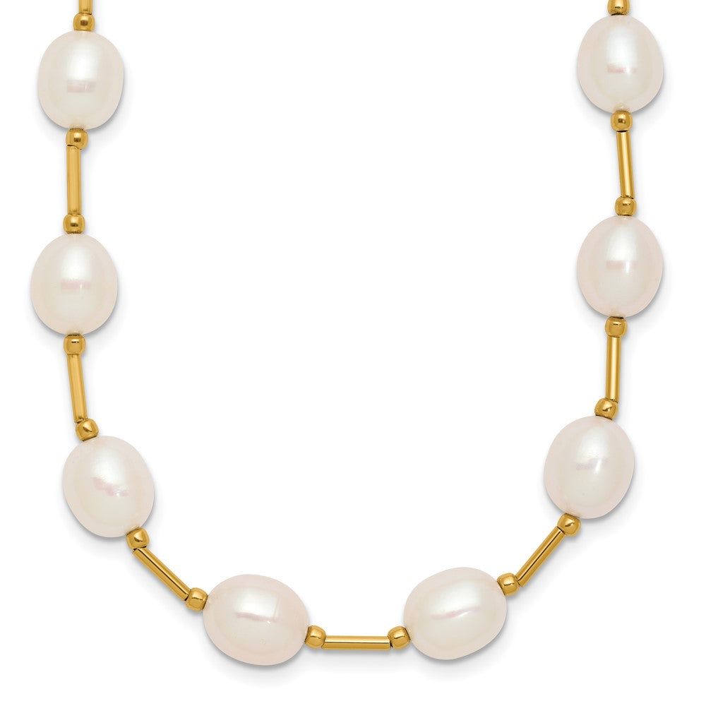 14K 7- White Rice Freshwater Cultured Pearl Bead Necklace