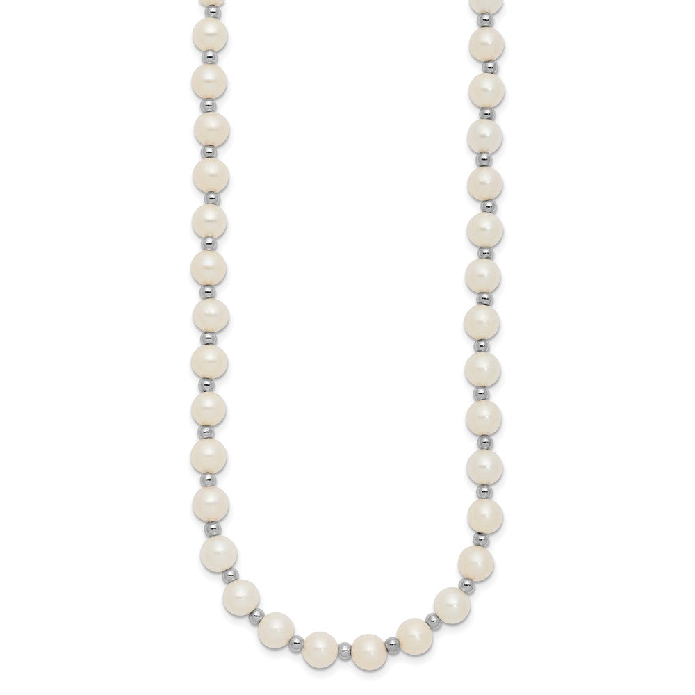 14k White Gold 6- White Near Round FW Cultured Pearl Necklace