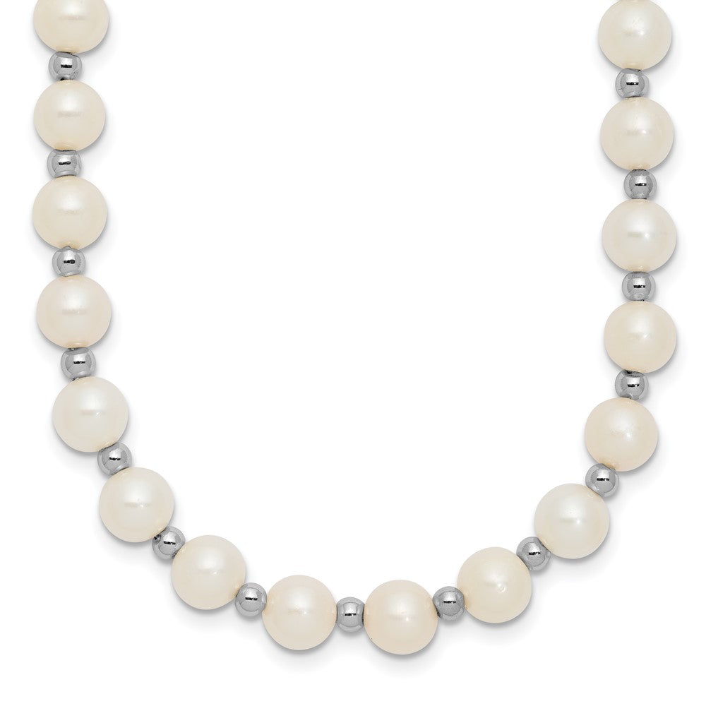 14k White Gold 6- White Near Round FW Cultured Pearl Necklace