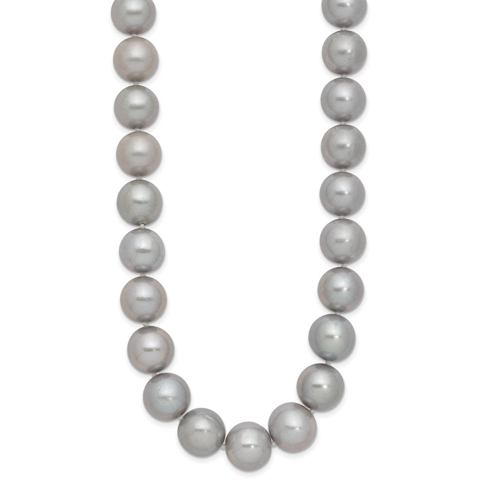 14k White Gold 11- Grey Near Round Freshwater Cultured Pearl Necklace