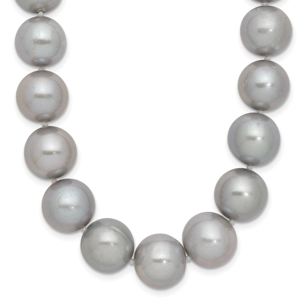 14k White Gold 11- Grey Near Round Freshwater Cultured Pearl Necklace