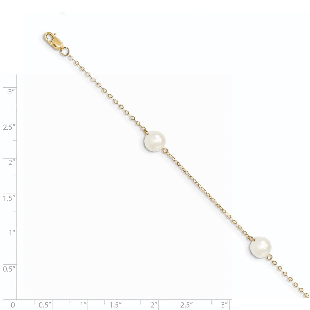 14K 7- White Near Round Freshwater Cultured Pearl 3-station Bracelet