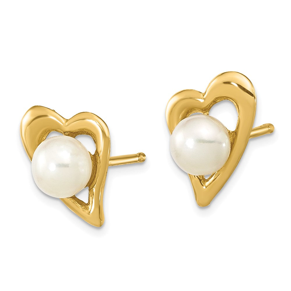 14k 3- White Button Freshwater Cultured Pearl Post Earrings