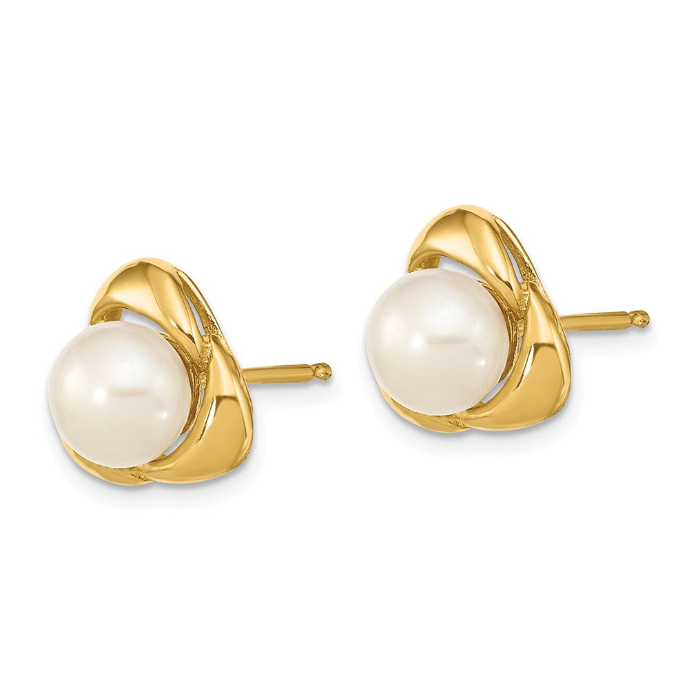 14k 5- White Button Freshwater Cultured Pearl Post Earrings