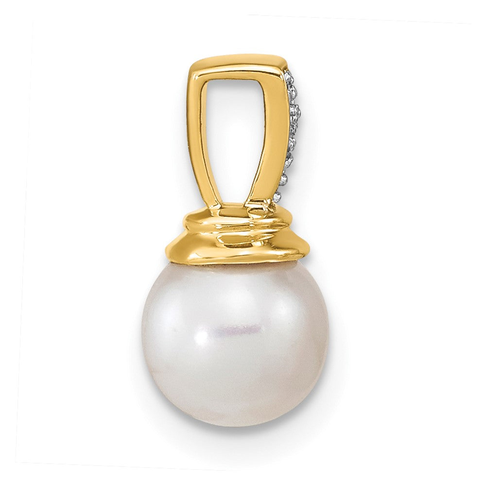 14k 6- Freshwater Cultured Pearl and Diamond Polished Pendant