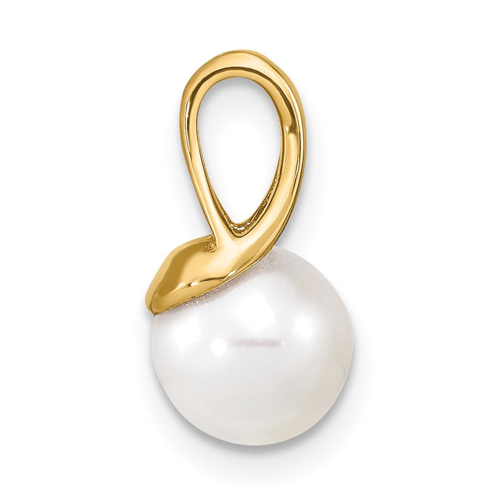 14K 7- White Round Freshwater Cultured Pearl Polished Pendant