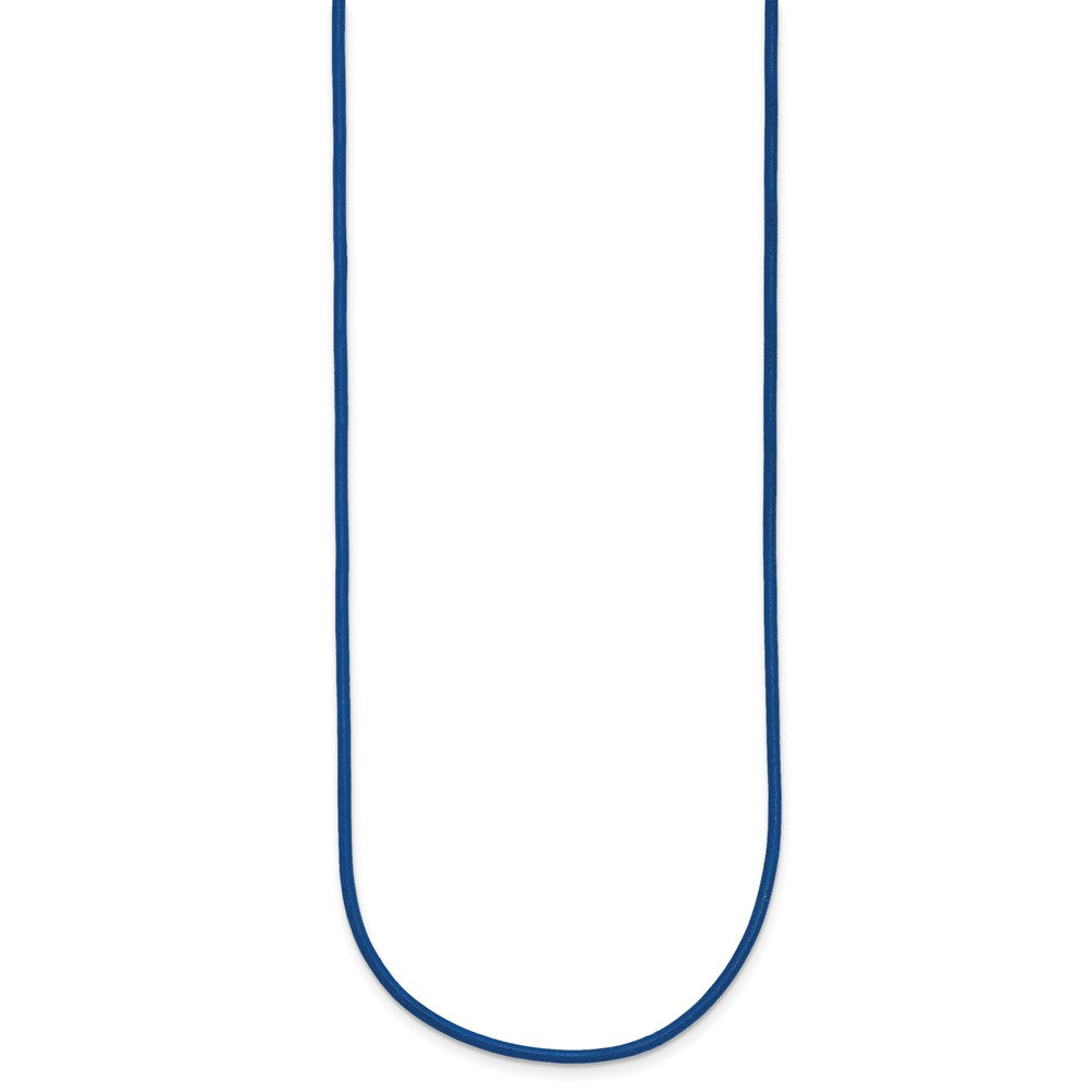 14k Yellow Clasp Royal Blue Leather Cord Necklace