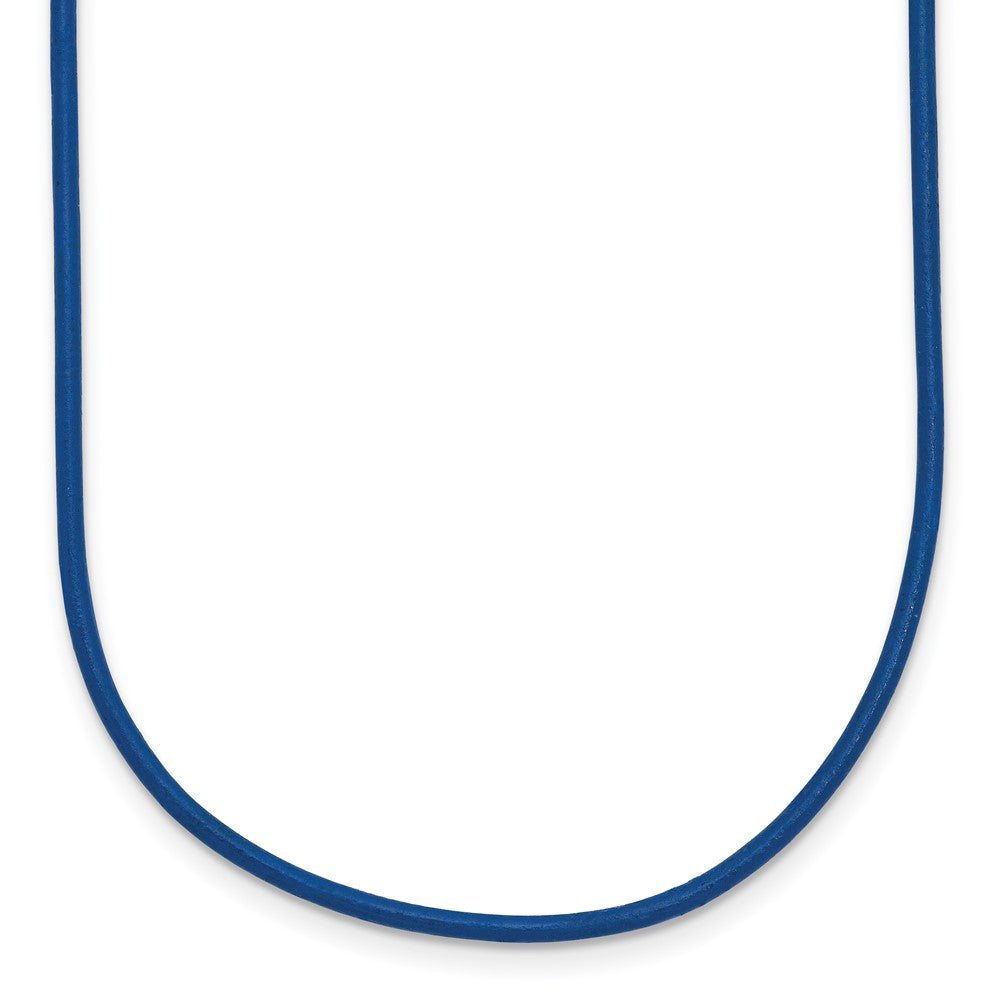 14k Yellow Clasp Royal Blue Leather Cord Necklace
