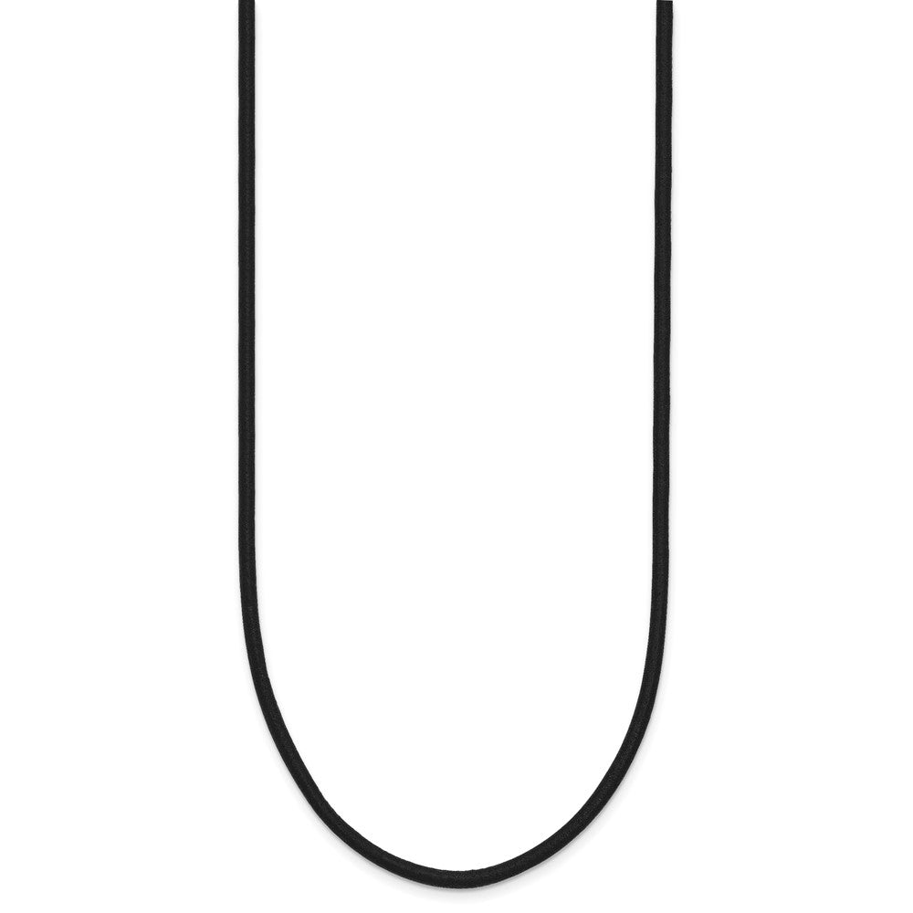 14k Yellow Clasp Black Leather Cord Necklace