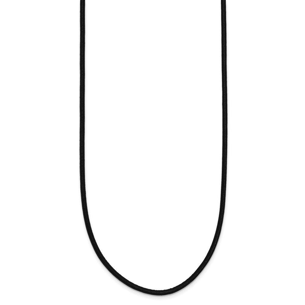 14k White Gold Clasp Black Leather Cord Necklace