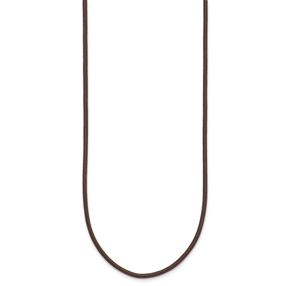 14k Yellow Clasp Brown Leather Cord Necklace